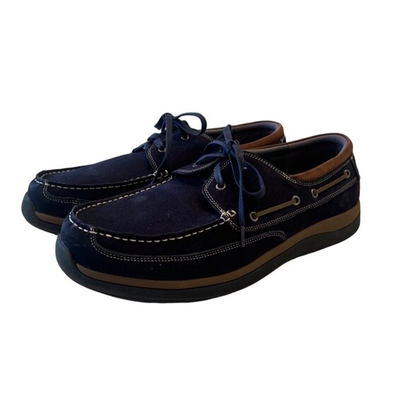 Propet Pomeroy Boat Blue Casual Shoes Size 15  3E Wide Mens Suede NWOB - Picture 1 of 7